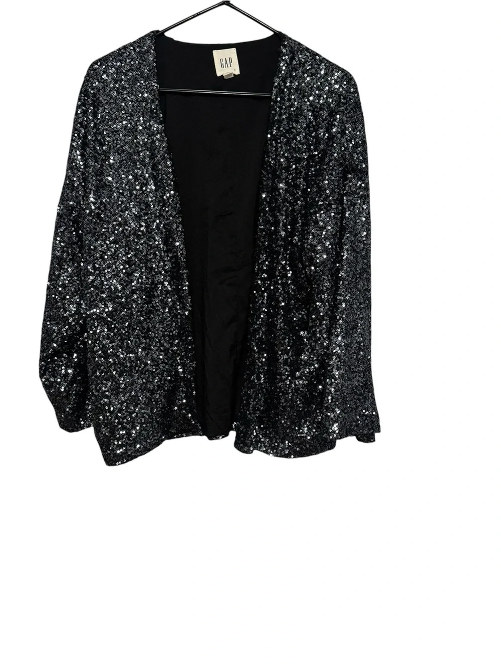 GAP Black Sequin Open-Front Blazer
